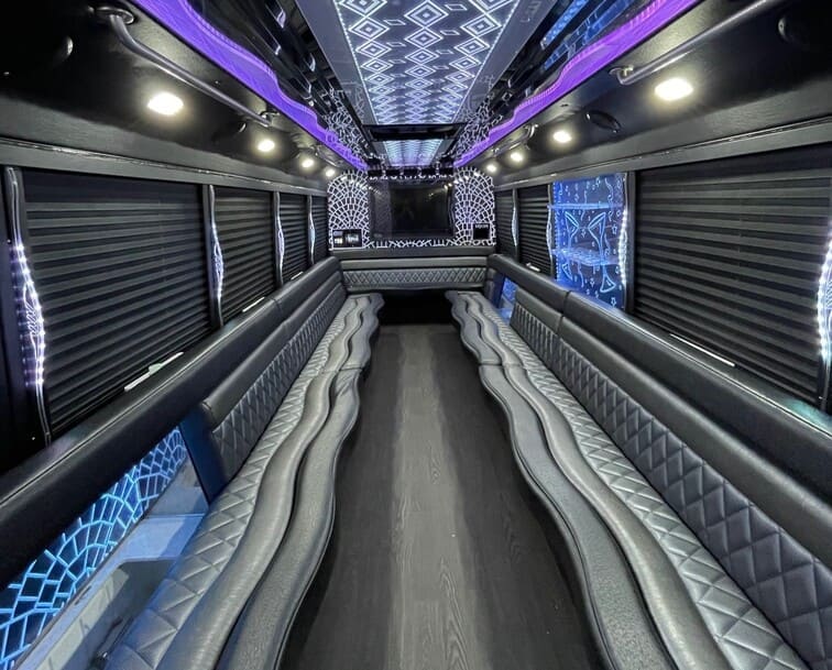 Hamilton 30 Passenger Party Bus White Interior